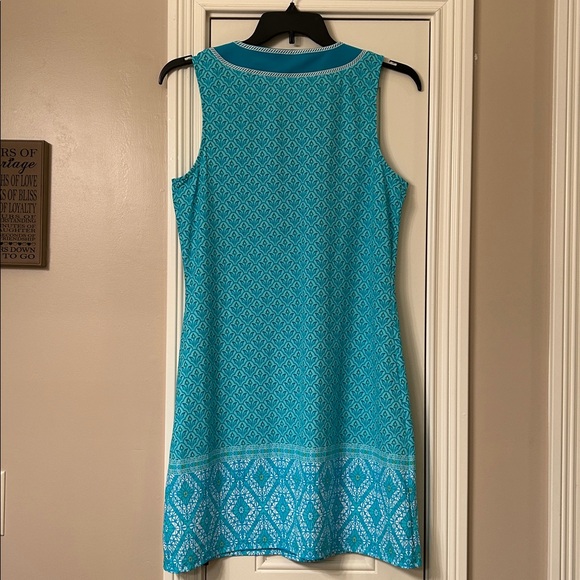 Talbots Cabana Life Embroidered Aqua Sleeveless Tunic Dress Sz M - Picture 7 of 7